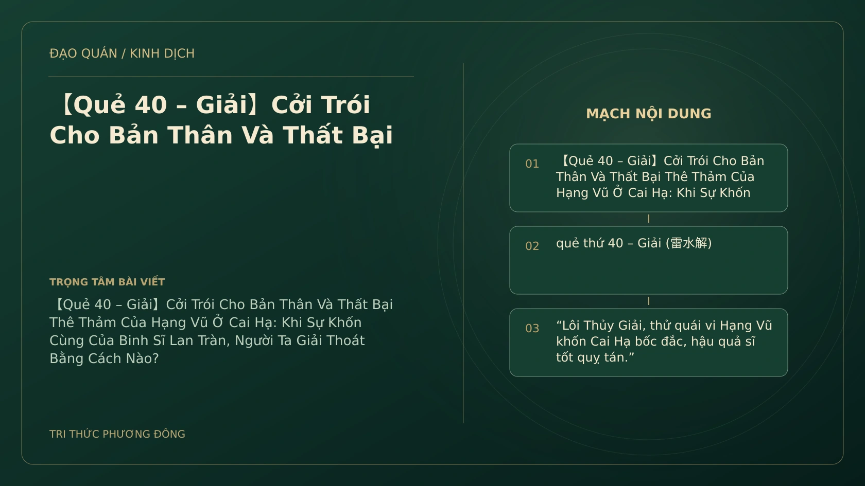 Minh họa Dịch học: 【Quẻ 40 – Giải】Cởi Trói Cho Bản Thân Và Thất Bại