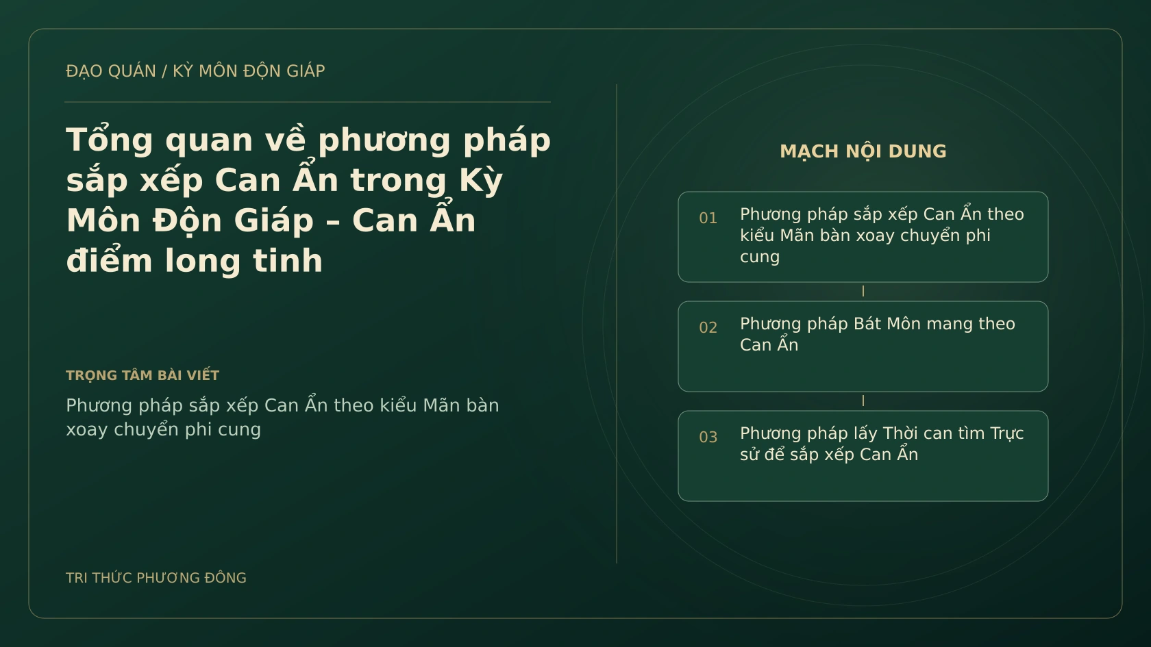 Tổng quan về phương pháp sắp xếp Can Ẩn trong Kỳ Môn Độn Giáp – Can Ẩn điểm long tinh