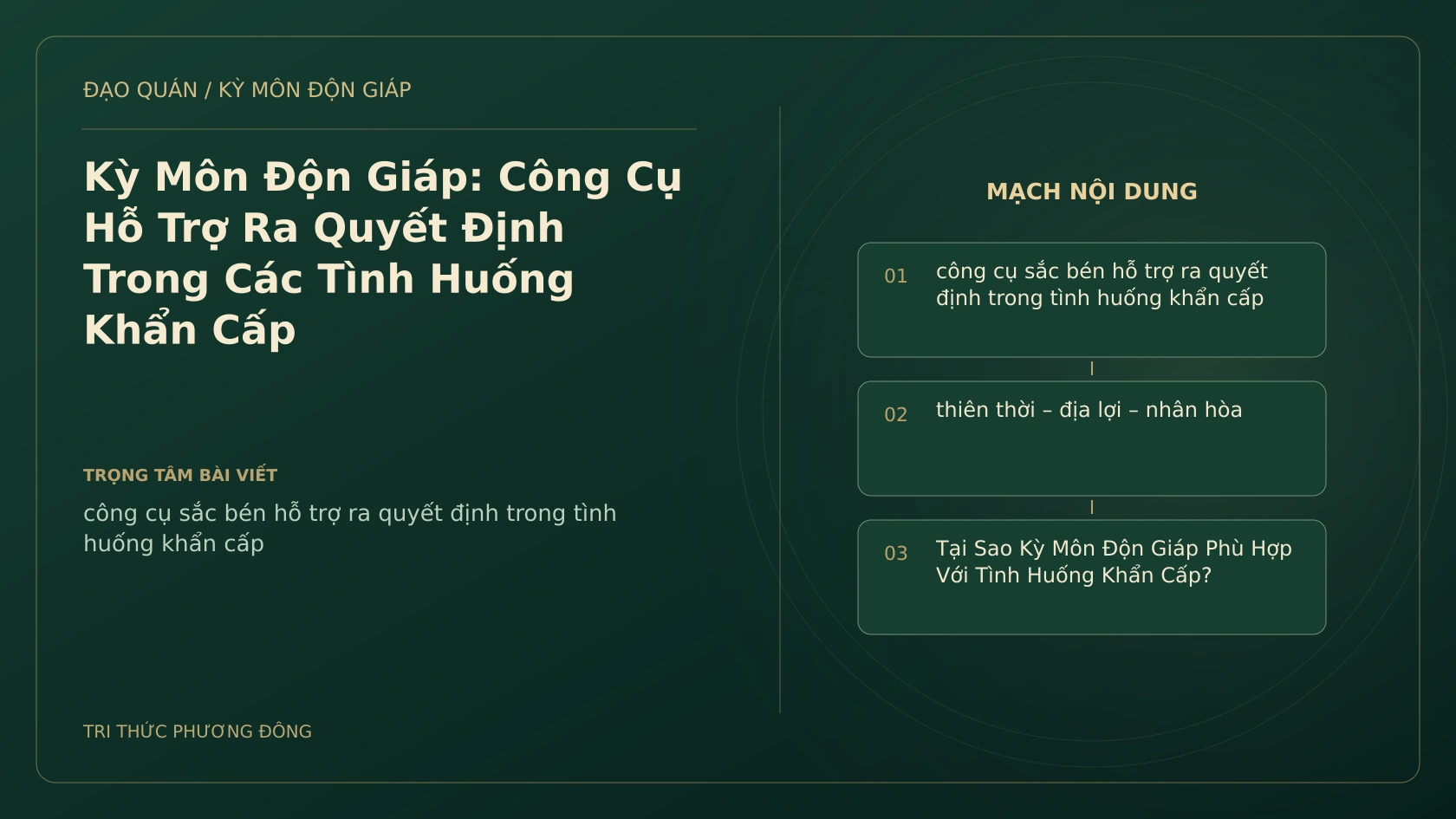 Kỳ Môn Độn Giáp: Công Cụ Hỗ Trợ Ra Quyết Định Trong Các Tình Huống Khẩn Cấp