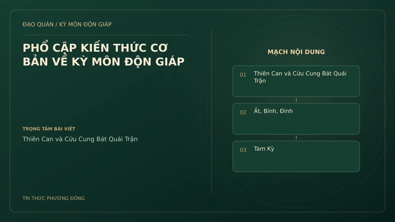 PHỔ CẬP KIẾN THỨC CƠ BẢN VỀ KỲ MÔN ĐỘN GIÁP