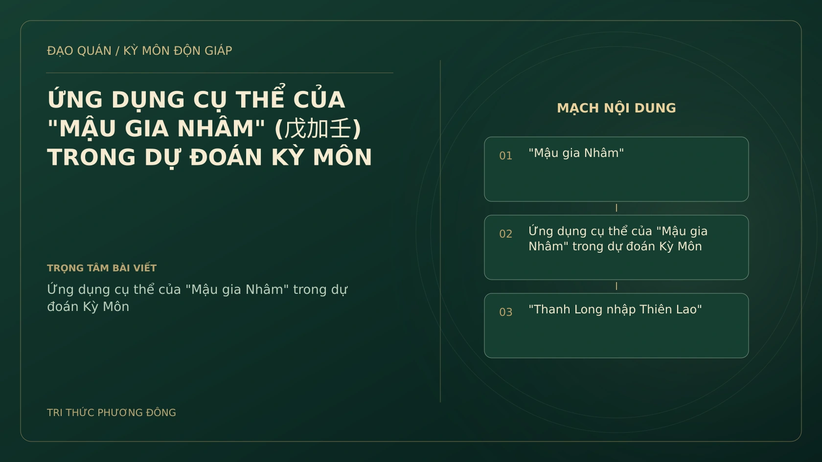 ỨNG DỤNG CỤ THỂ CỦA "MẬU GIA NHÂM" (戊加壬) TRONG DỰ ĐOÁN KỲ MÔN