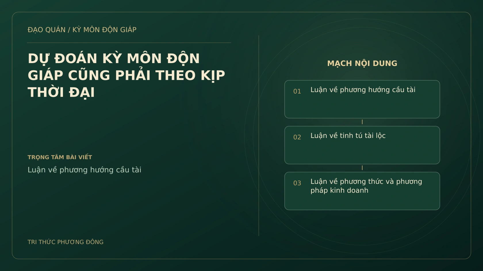DỰ ĐOÁN KỲ MÔN ĐỘN GIÁP CŨNG PHẢI THEO KỊP THỜI ĐẠI