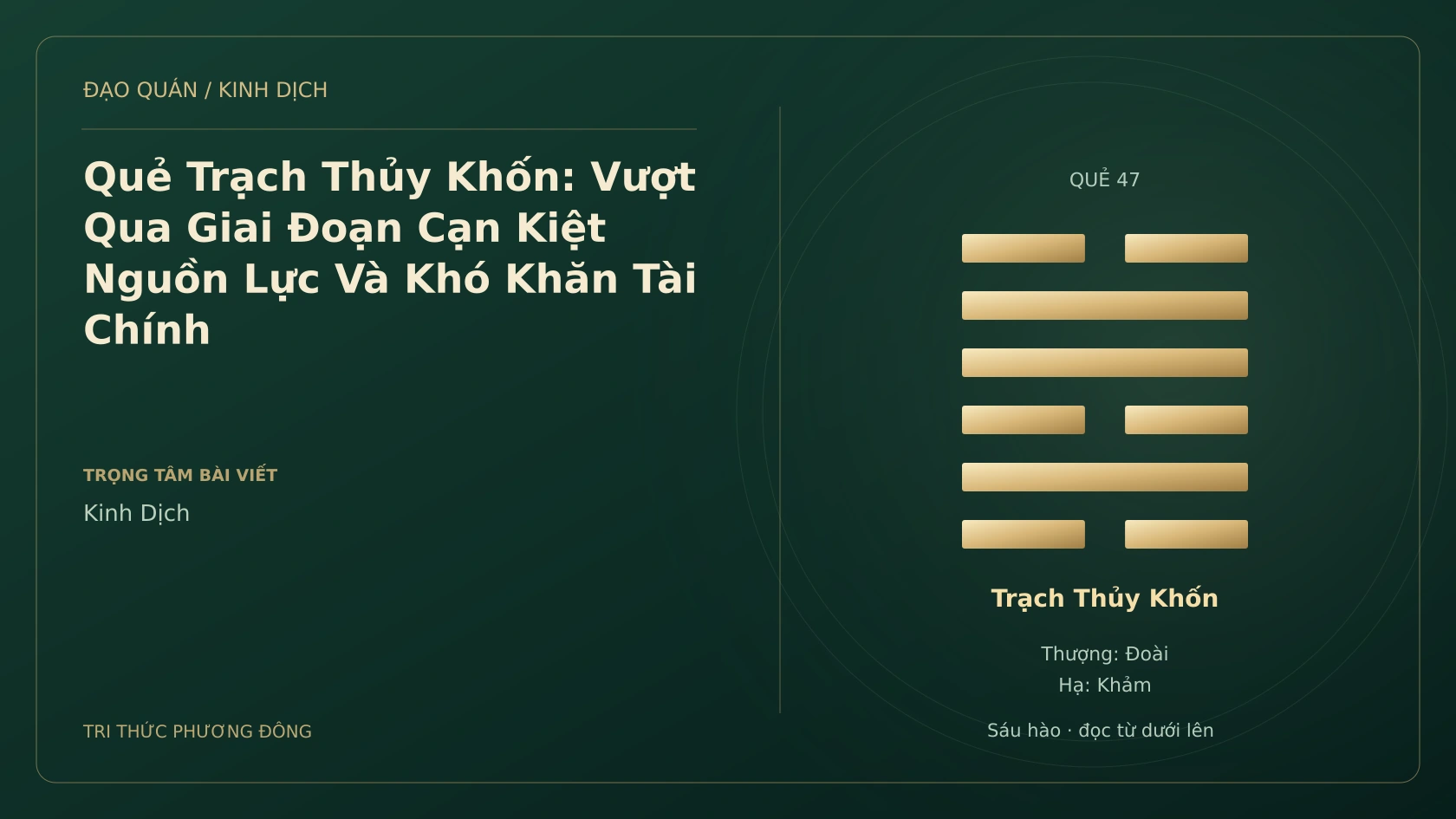 Minh họa Dịch học: Quẻ Trạch Thủy Khốn: Vượt Qua Giai Đoạn Cạn Kiệt Nguồn Lực Và Khó Khăn Tài Chính