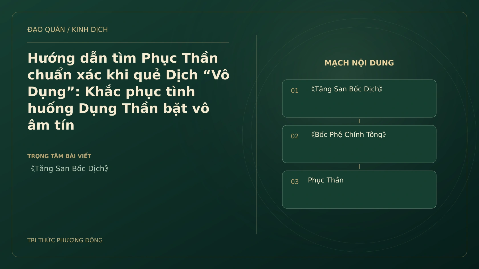 Minh họa Dịch học: Hướng dẫn tìm Phục Thần chuẩn xác khi quẻ Dịch “Vô Dụng”: Khắc phục tình huống Dụng Thần bặt vô âm tín