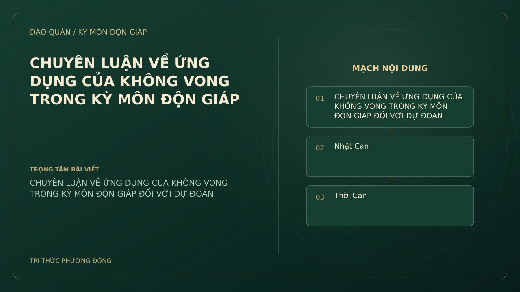 CHUYÊN LUẬN VỀ ỨNG DỤNG CỦA KHÔNG VONG TRONG KỲ MÔN ĐỘN GIÁP
