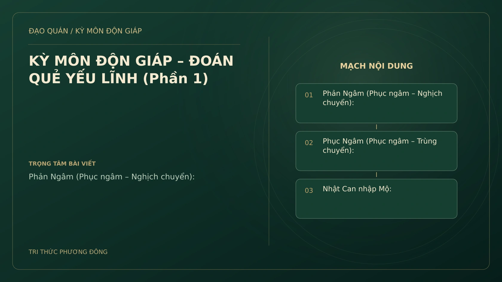 KỲ MÔN ĐỘN GIÁP – ĐOÁN QUẺ YẾU LĨNH (Phần 1)