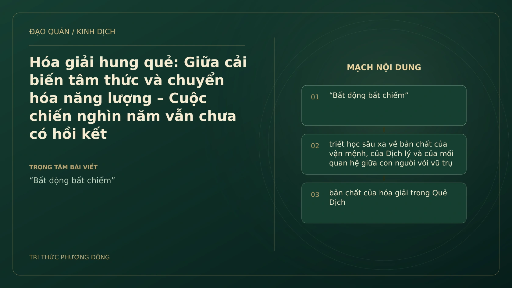 Minh họa Dịch học: Hóa giải hung quẻ: Giữa cải biến tâm thức và chuyển hóa năng lượng – Cuộc chiến nghìn năm vẫn chưa có hồi kết