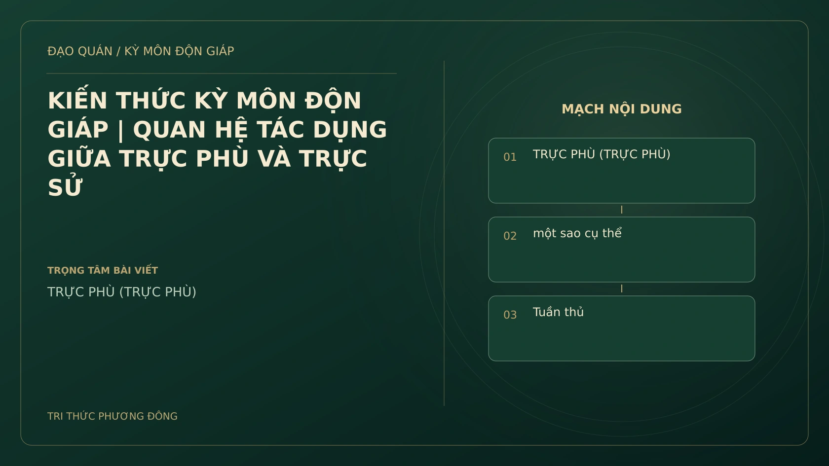 KIẾN THỨC KỲ MÔN ĐỘN GIÁP | QUAN HỆ TÁC DỤNG GIỮA TRỰC PHÙ VÀ TRỰC SỬ