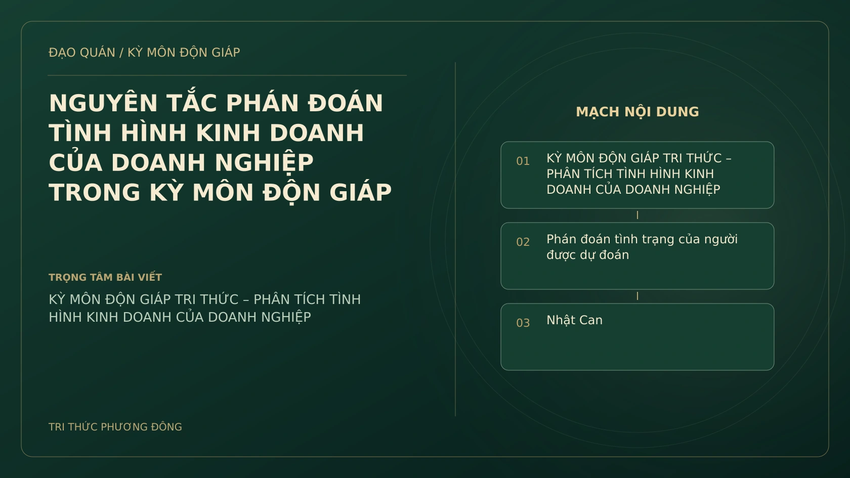 NGUYÊN TẮC PHÁN ĐOÁN TÌNH HÌNH KINH DOANH CỦA DOANH NGHIỆP TRONG KỲ MÔN ĐỘN GIÁP