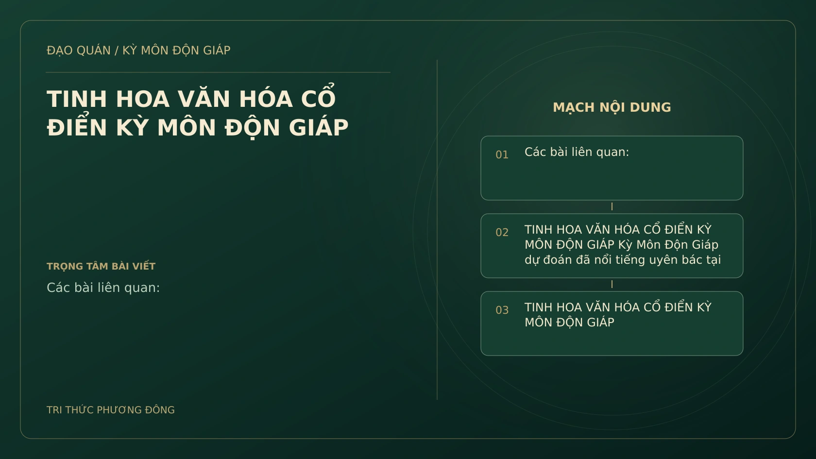 TINH HOA VĂN HÓA CỔ ĐIỂN KỲ MÔN ĐỘN GIÁP