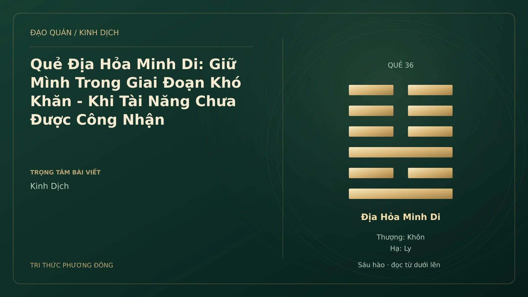 Minh họa Dịch học: Quẻ Địa Hỏa Minh Di: Giữ Mình Trong Giai Đoạn Khó Khăn - Khi Tài Năng Chưa Được Công Nhận