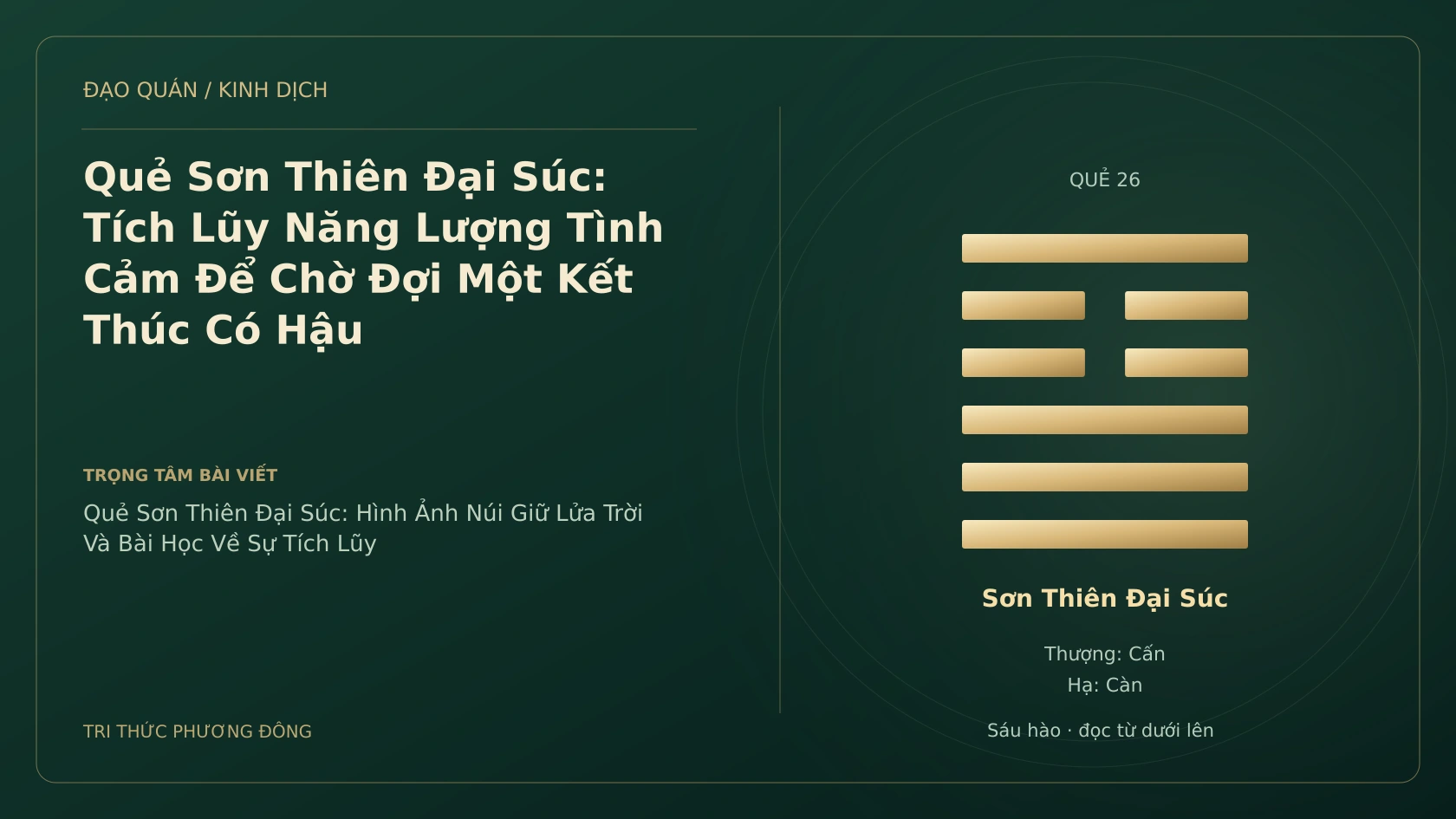 Minh họa Dịch học: Quẻ Sơn Thiên Đại Súc: Tích Lũy Năng Lượng Tình Cảm Để Chờ Đợi Một Kết Thúc Có Hậu