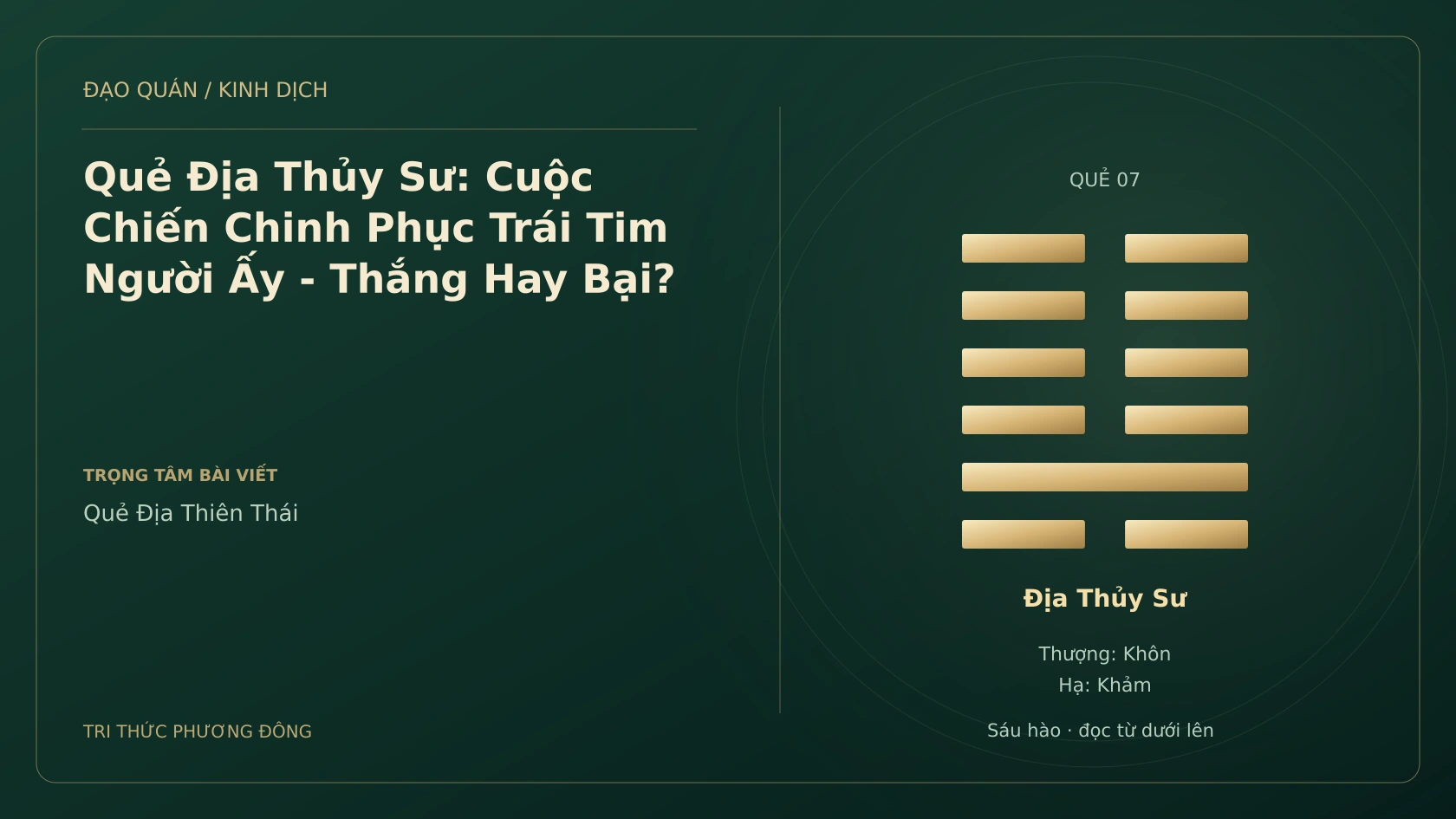 Minh họa Dịch học: Quẻ Địa Thủy Sư: Cuộc Chiến Chinh Phục Trái Tim Người Ấy - Thắng Hay Bại?