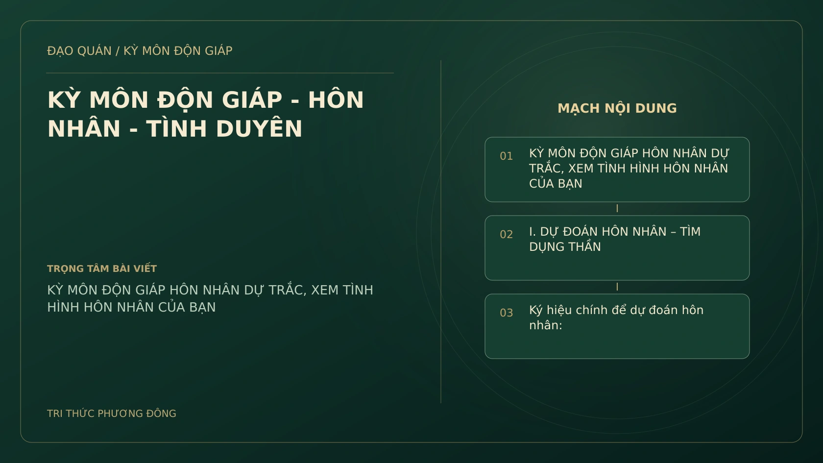 KỲ MÔN ĐỘN GIÁP - HÔN NHÂN - TÌNH DUYÊN