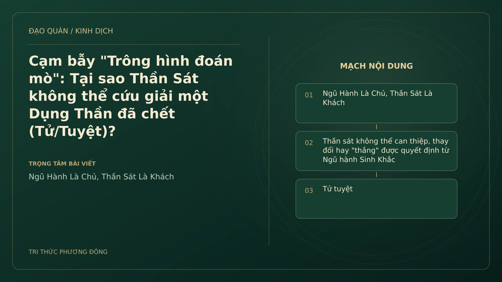 Minh họa Dịch học: Cạm bẫy "Trông hình đoán mò": Tại sao Thần Sát không thể cứu giải một Dụng Thần đã chết (Tử/Tuyệt)?