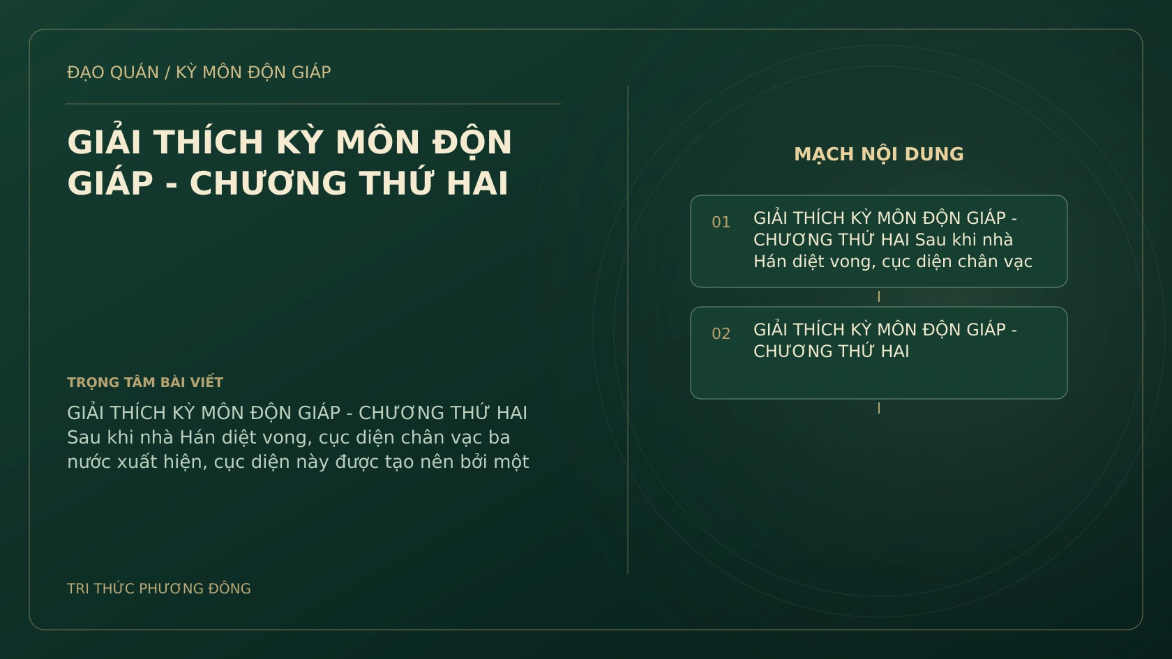 GIẢI THÍCH KỲ MÔN ĐỘN GIÁP - CHƯƠNG THỨ HAI