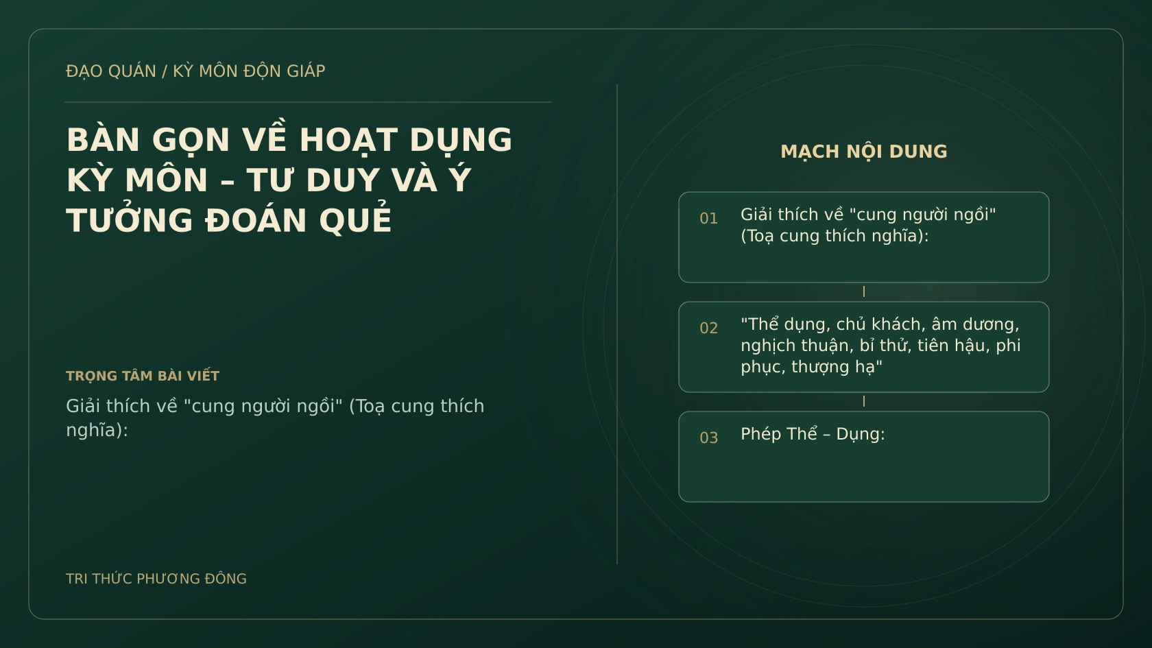 BÀN GỌN VỀ HOẠT DỤNG KỲ MÔN – TƯ DUY VÀ Ý TƯỞNG ĐOÁN QUẺ