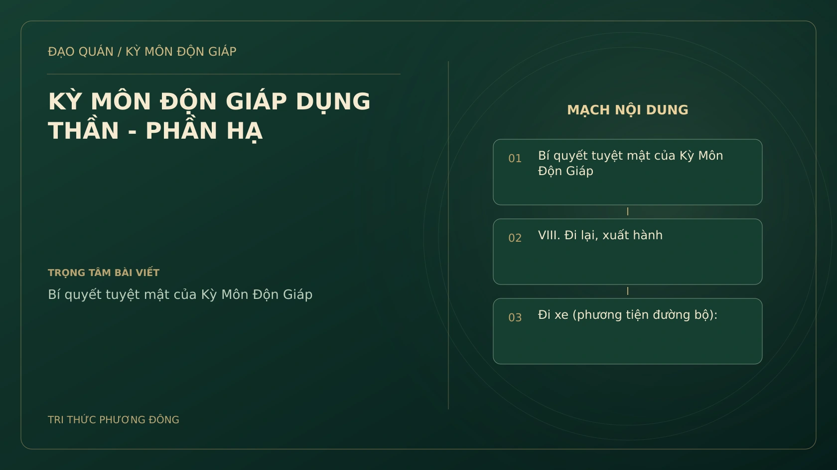 KỲ MÔN ĐỘN GIÁP DỤNG THẦN - PHẦN HẠ