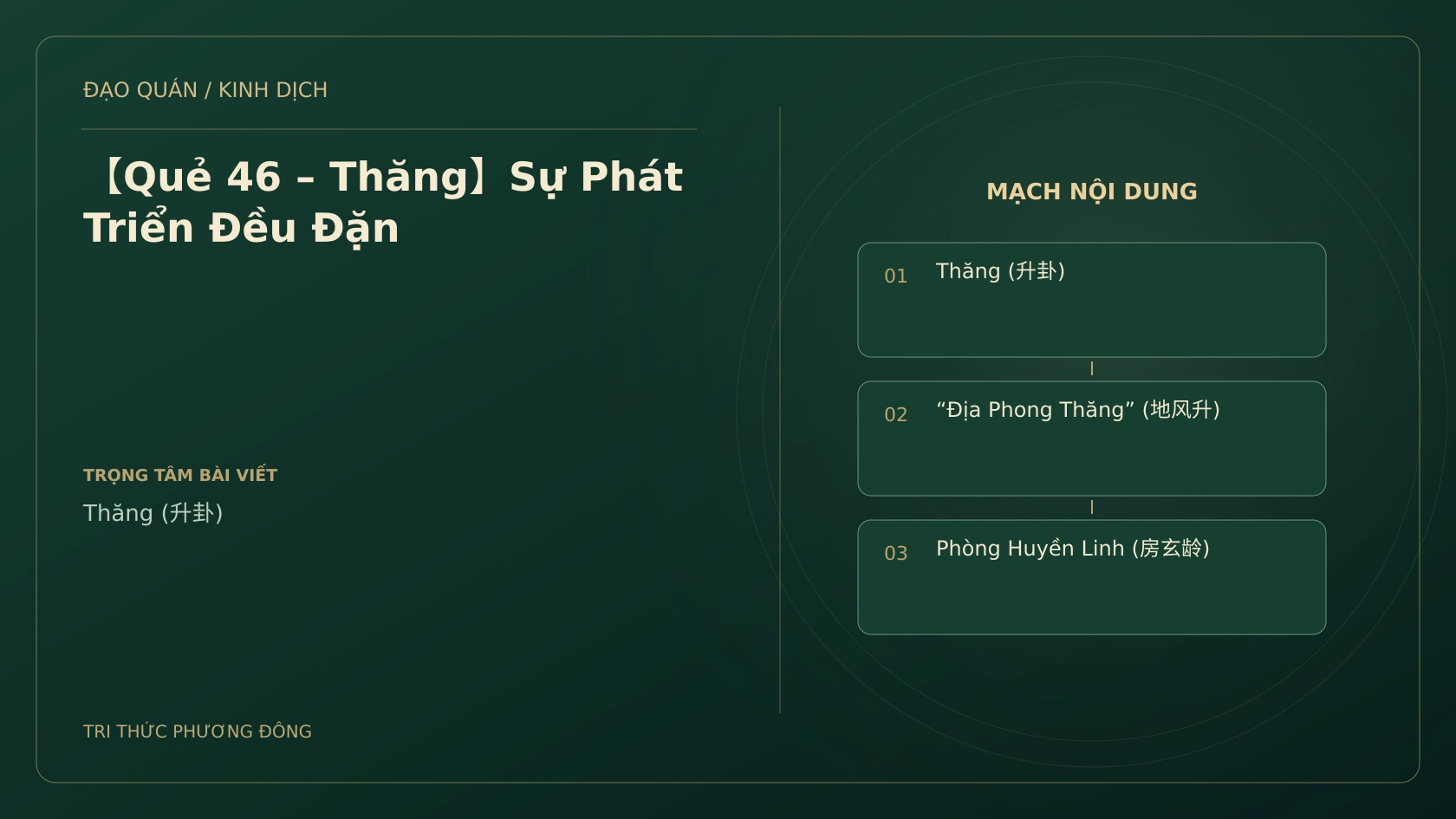 Minh họa Dịch học: 【Quẻ 46 – Thăng】Sự Phát Triển Đều Đặn