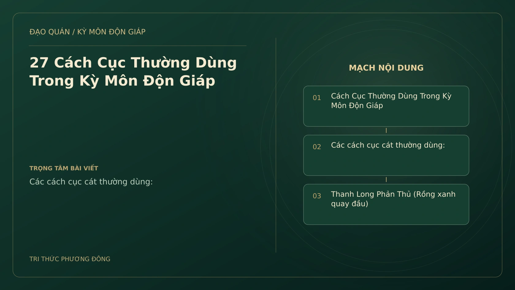 27 Cách Cục Thường Dùng Trong Kỳ Môn Độn Giáp
