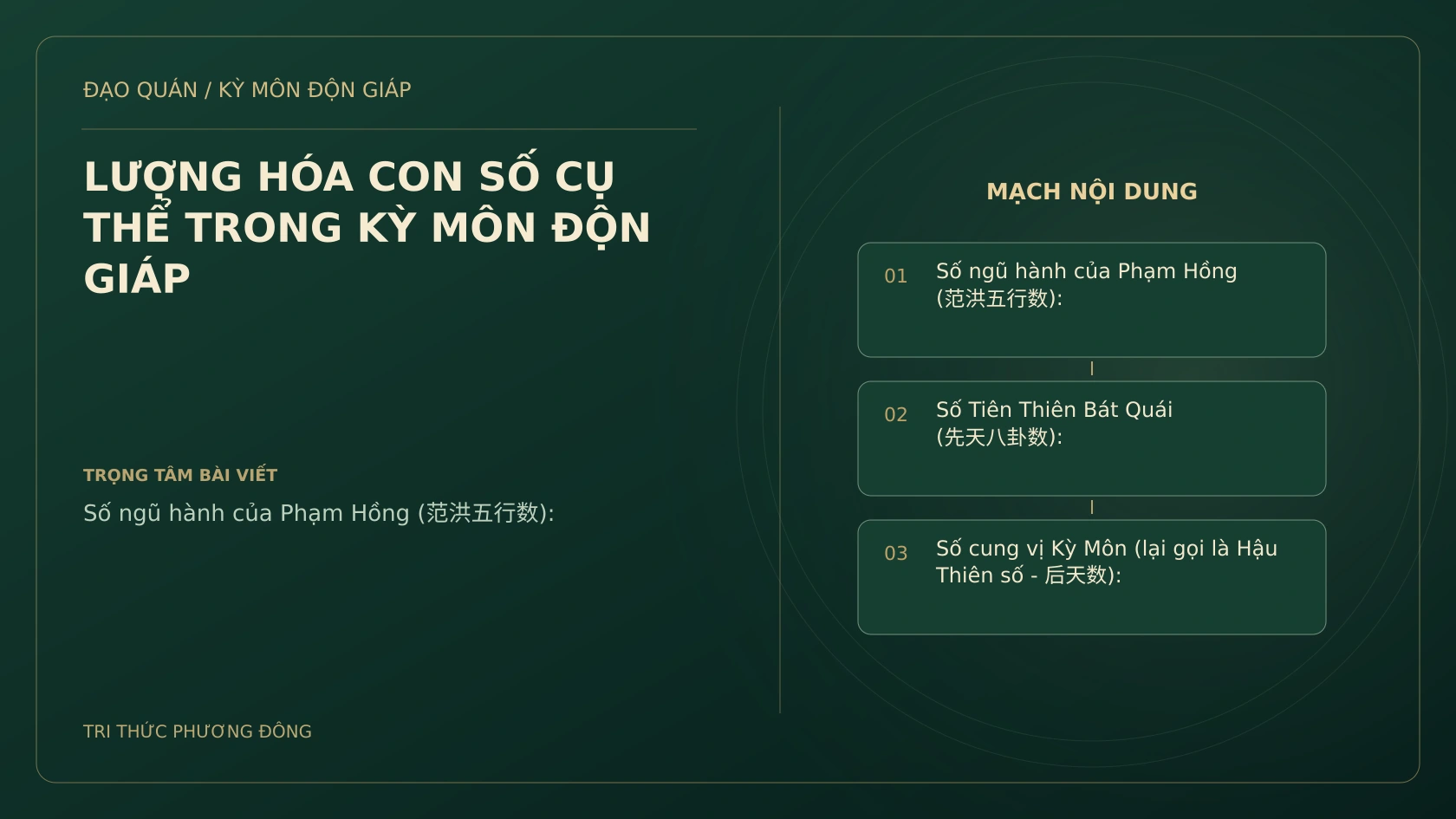 LƯỢNG HÓA CON SỐ CỤ THỂ TRONG KỲ MÔN ĐỘN GIÁP