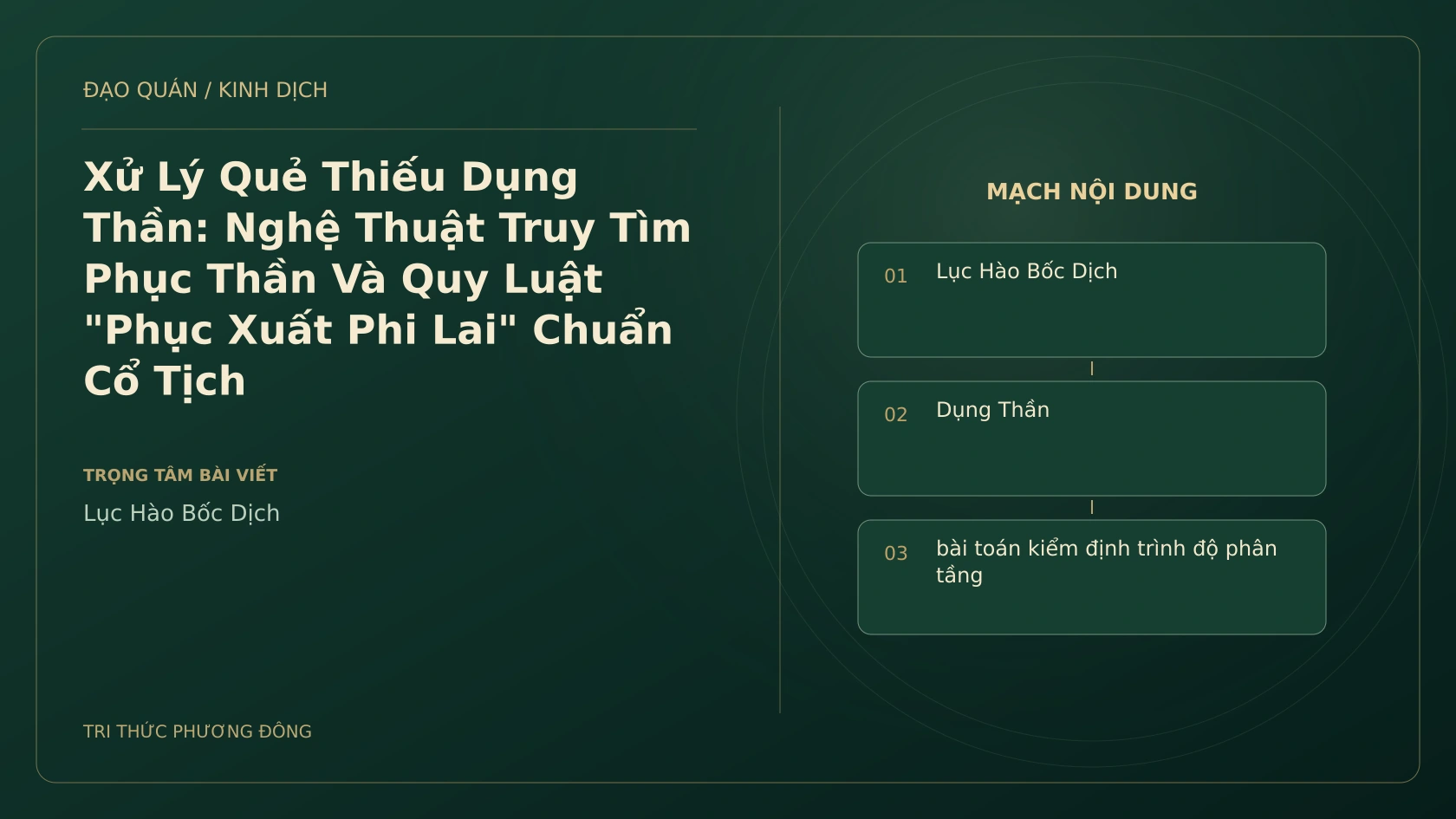 Minh họa Dịch học: Xử Lý Quẻ Thiếu Dụng Thần: Nghệ Thuật Truy Tìm Phục Thần Và Quy Luật "Phục Xuất Phi Lai" Chuẩn Cổ Tịch