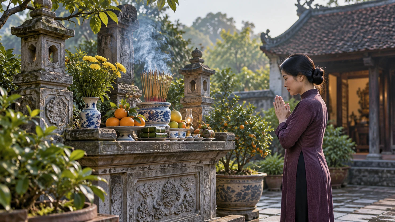 Bài cúng mùng 1 ngoài trời