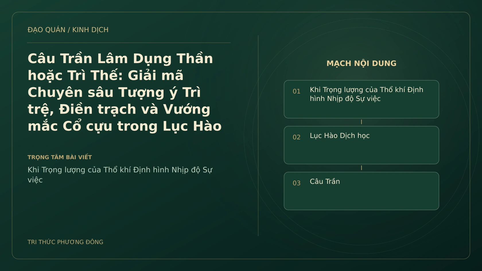 Minh họa Dịch học: Câu Trần Lâm Dụng Thần hoặc Trì Thế: Giải mã Chuyên sâu Tượng ý Trì trệ, Điền trạch và Vướng mắc Cổ cựu trong Lục Hào