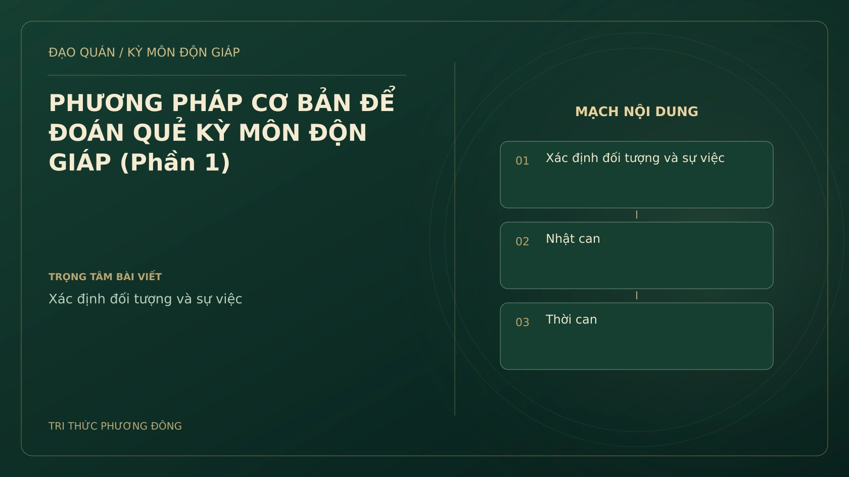 PHƯƠNG PHÁP CƠ BẢN ĐỂ ĐOÁN QUẺ KỲ MÔN ĐỘN GIÁP (Phần 1)