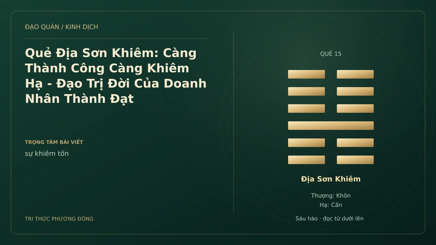Minh họa Dịch học: Quẻ Địa Sơn Khiêm: Càng Thành Công Càng Khiêm Hạ - Đạo Trị Đời Của Doanh Nhân Thành Đạt