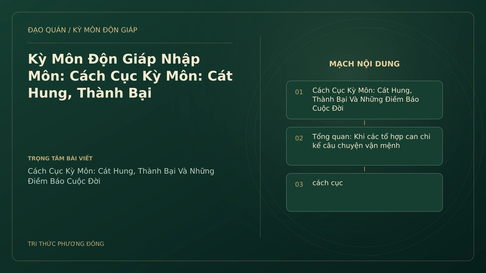 Kỳ Môn Độn Giáp Nhập Môn: Cách Cục Kỳ Môn: Cát Hung, Thành Bại