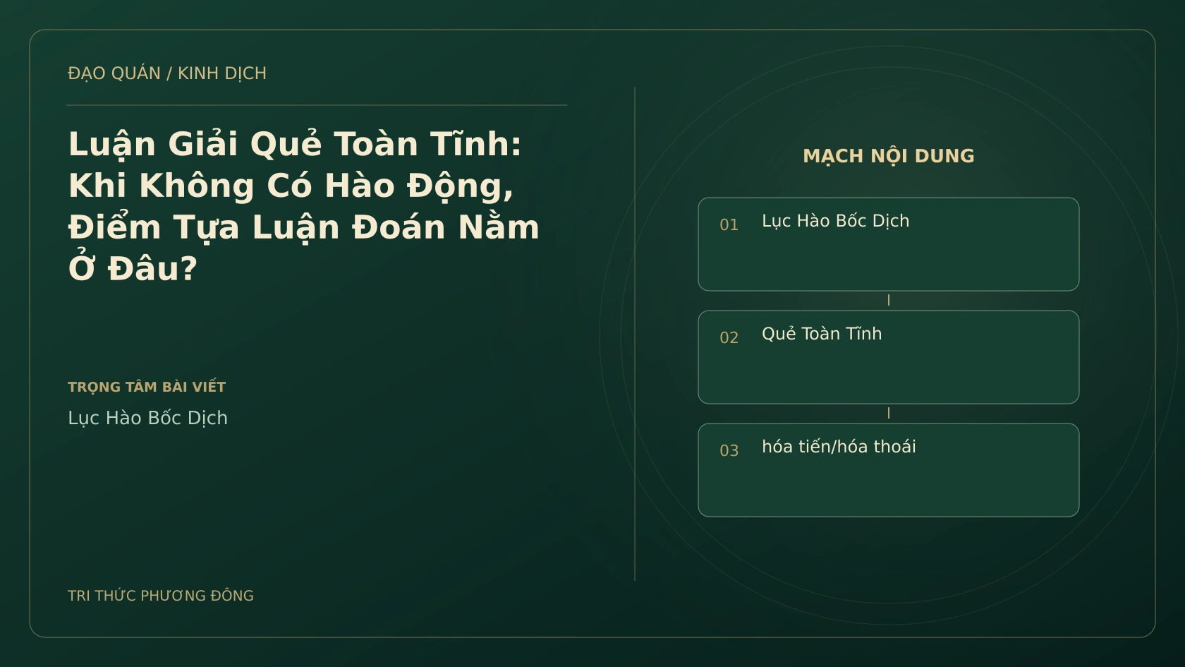 Minh họa Dịch học: Luận Giải Quẻ Toàn Tĩnh: Khi Không Có Hào Động, Điểm Tựa Luận Đoán Nằm Ở Đâu?