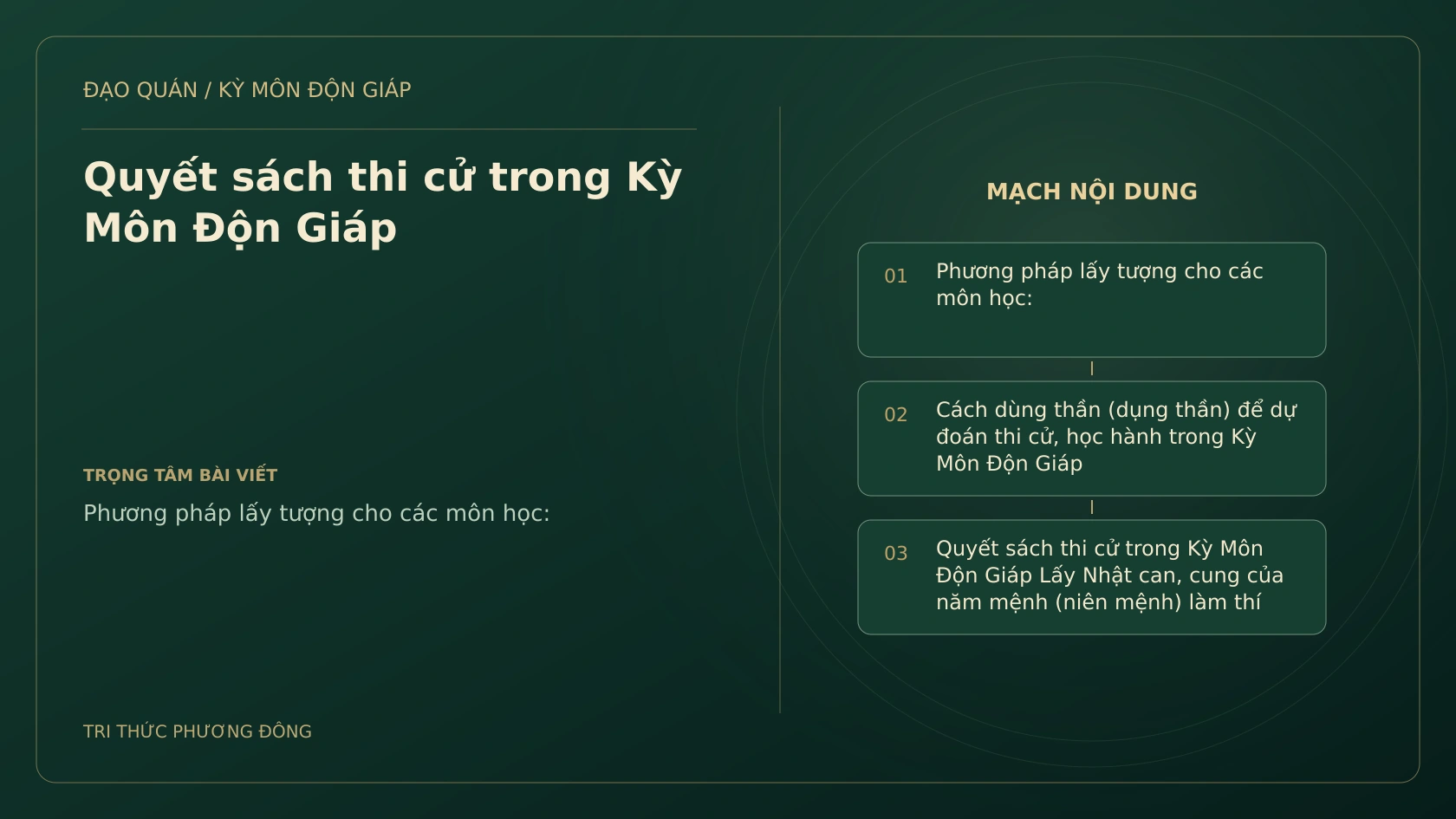 Quyết sách thi cử trong Kỳ Môn Độn Giáp