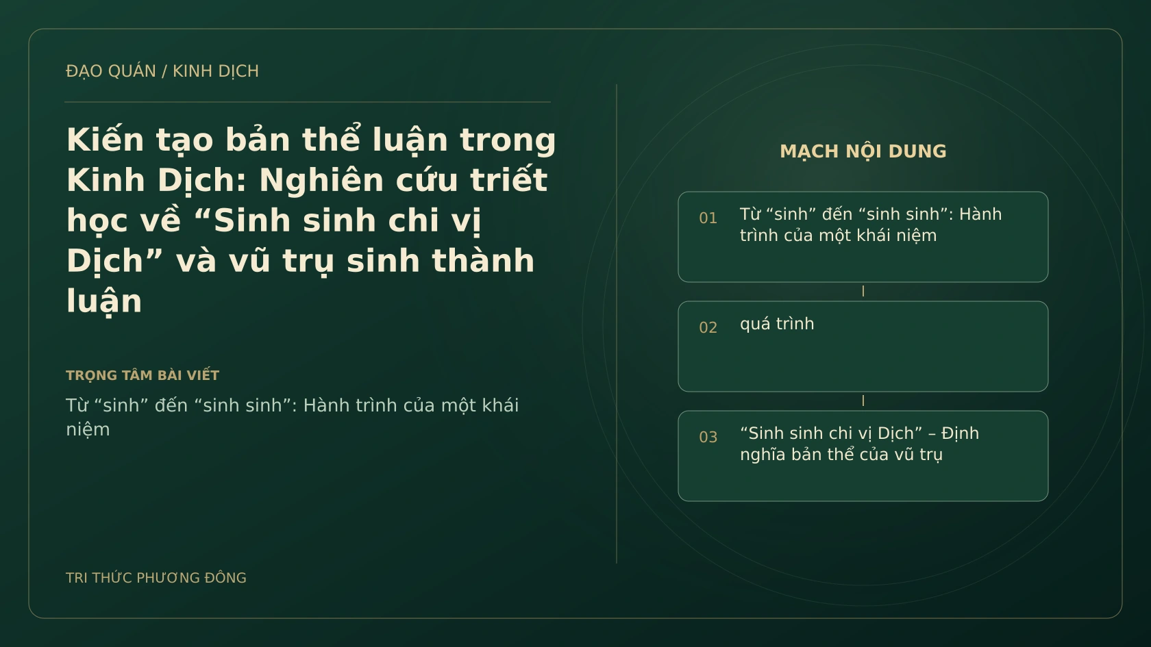 Minh họa Dịch học: Kiến tạo bản thể luận trong Kinh Dịch: Nghiên cứu triết học về “Sinh sinh chi vị Dịch” và vũ trụ sinh thành luận