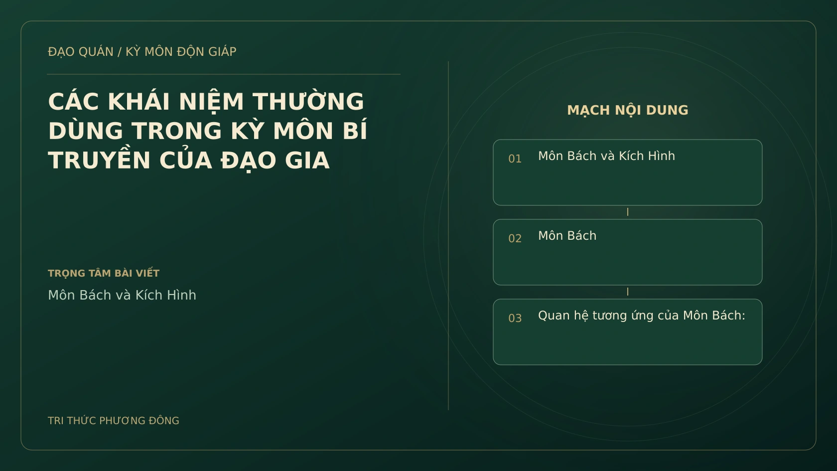 CÁC KHÁI NIỆM THƯỜNG DÙNG TRONG KỲ MÔN BÍ TRUYỀN CỦA ĐẠO GIA