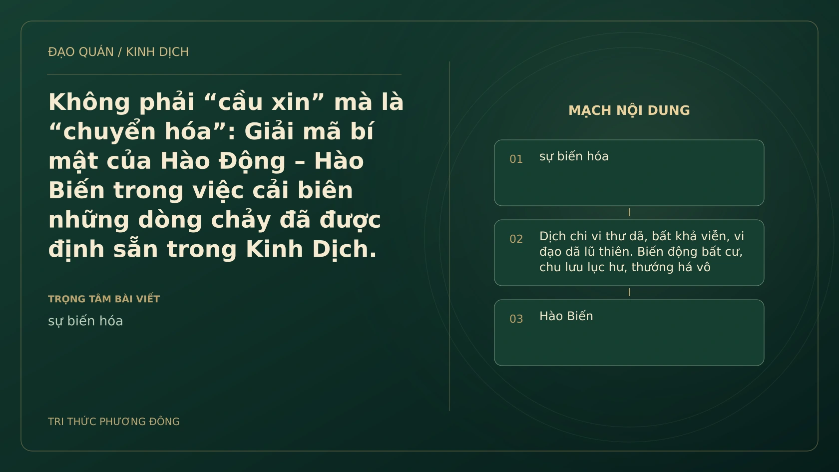 Minh họa Dịch học: Không phải “cầu xin” mà là “chuyển hóa”: Giải mã bí mật của Hào Động – Hào Biến trong việc cải biên những dòng chảy đã được định sẵn trong Kinh Dịch.
