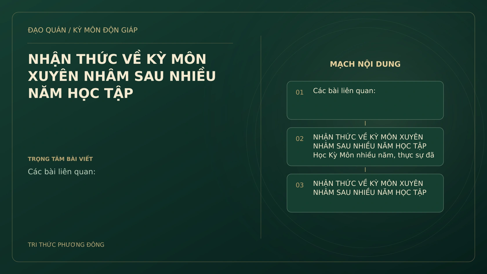 NHẬN THỨC VỀ KỲ MÔN XUYÊN NHÂM SAU NHIỀU NĂM HỌC TẬP