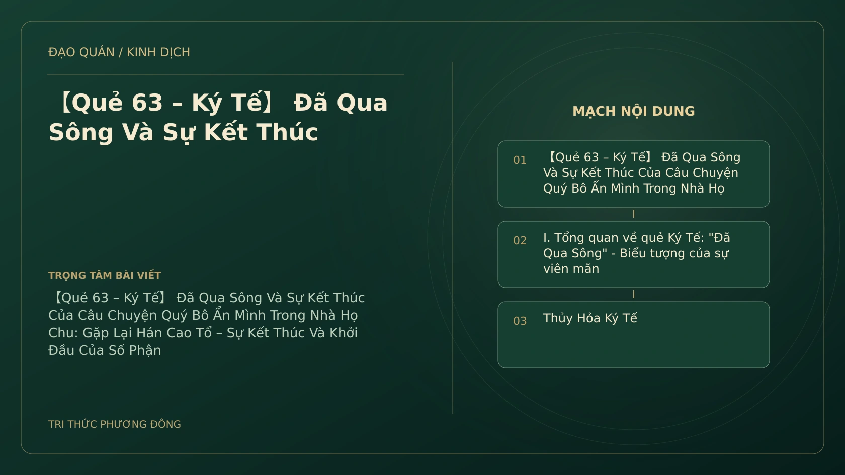 Minh họa Dịch học: 【Quẻ 63 – Ký Tế】 Đã Qua Sông Và Sự Kết Thúc
