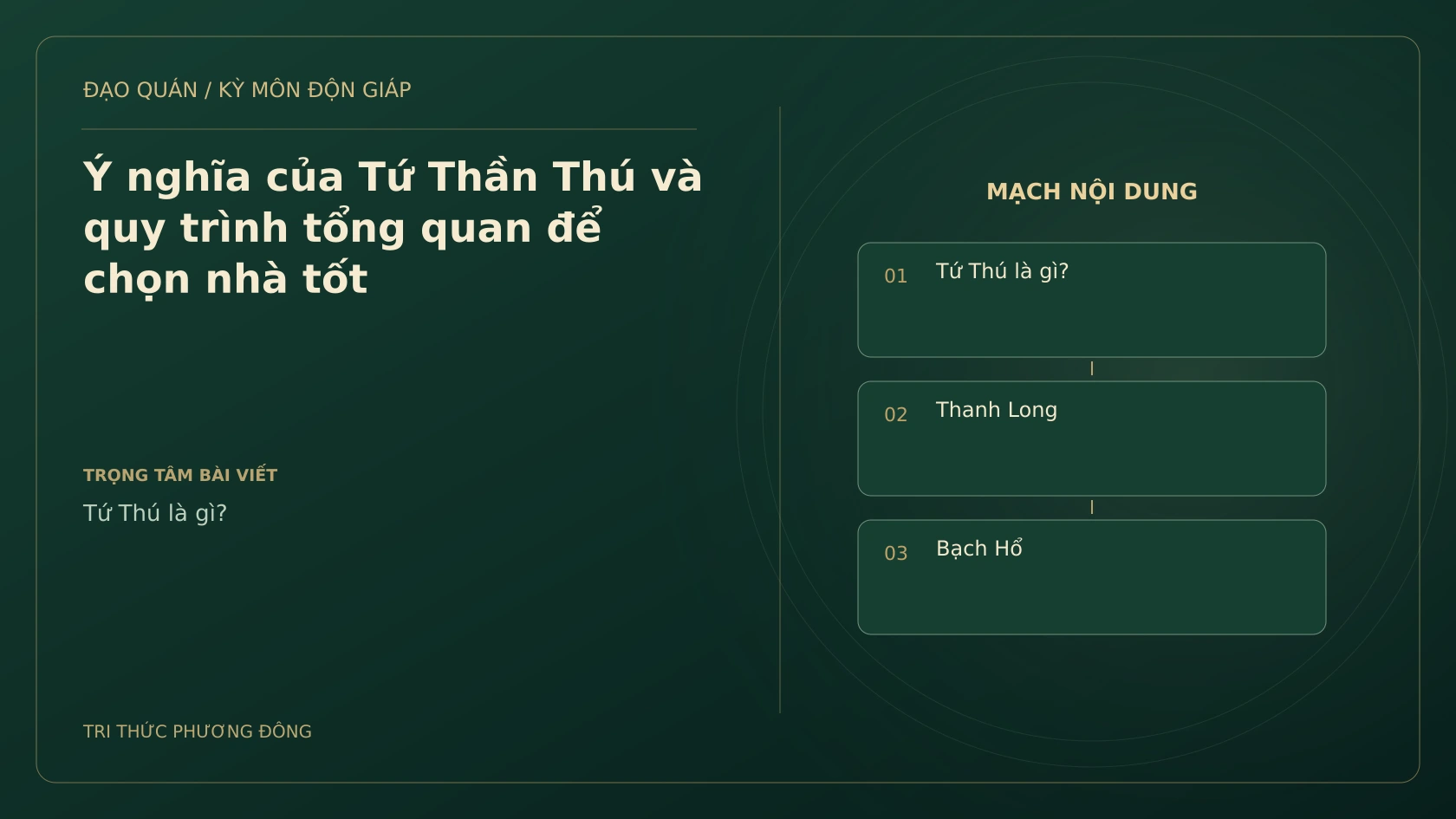 Ý nghĩa của Tứ Thần Thú và quy trình tổng quan để chọn nhà tốt