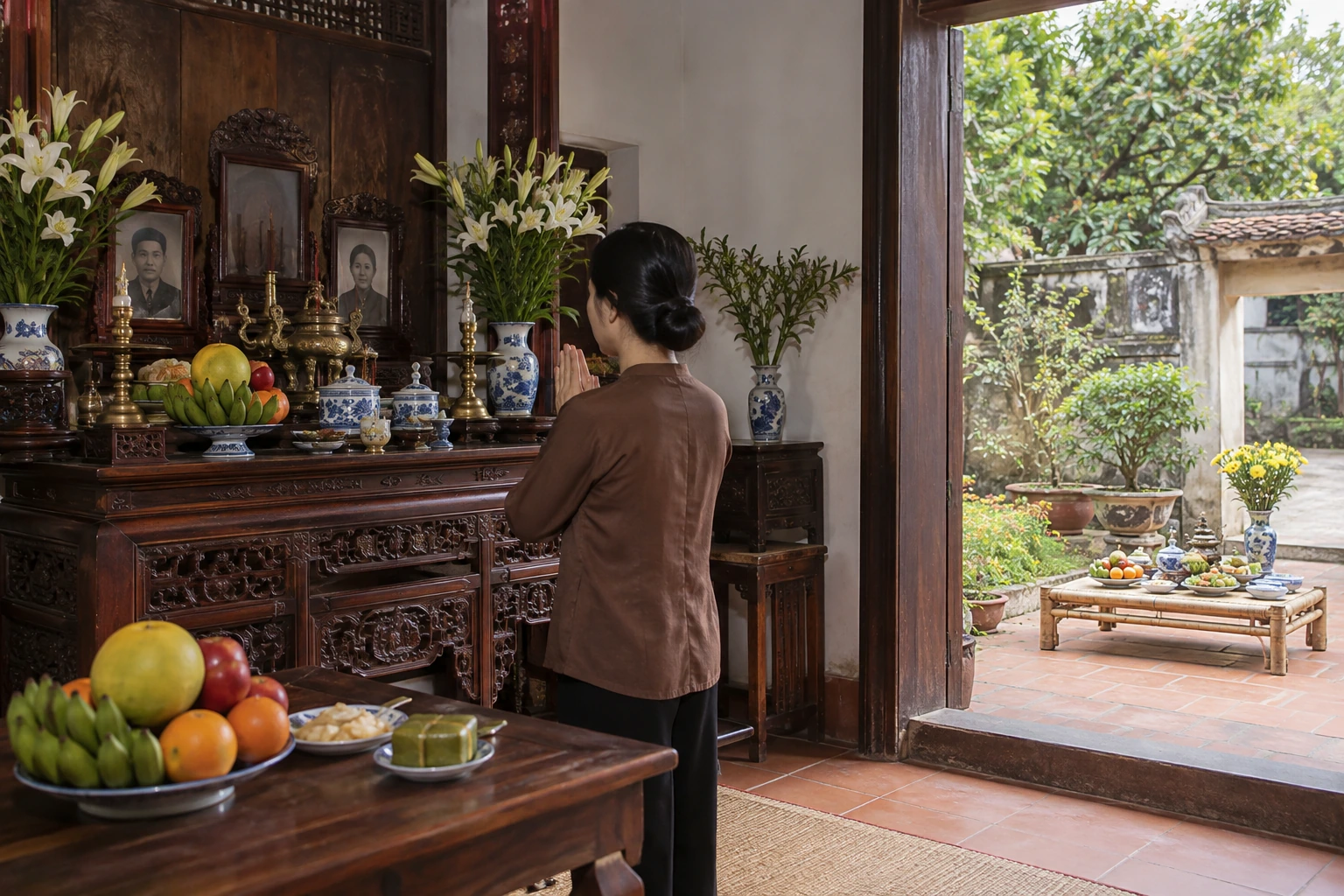 Rằm tháng Bảy: tách Vu Lan, gia tiên và chúng sinh — ảnh minh họa chân thực được tạo sinh